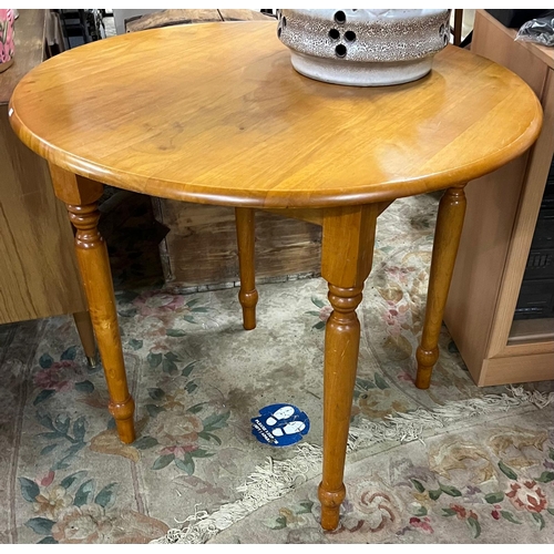 222 - ROUND PINE TABLE 76CM HIGH X 9OCM D