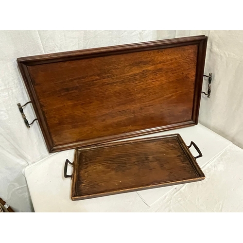 37 - 2 EARLY WOODEN TRAYS