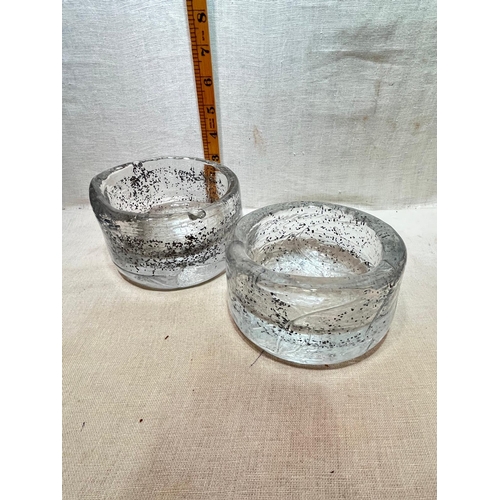 132 - PAIR HEAVY GLASS SPECKLE BOWLS