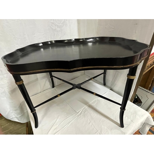 230 - BLACK AND GOLD STRETCHER TABLE 30