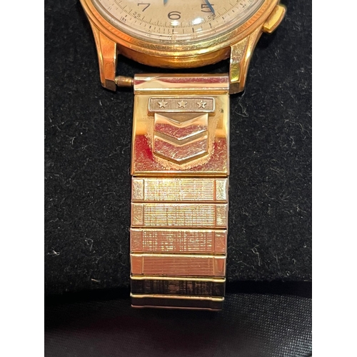 367 - GOLD BREITLING PREMIER GENTS WATCH WITH YELLOW METAL EXPANDING STRAP