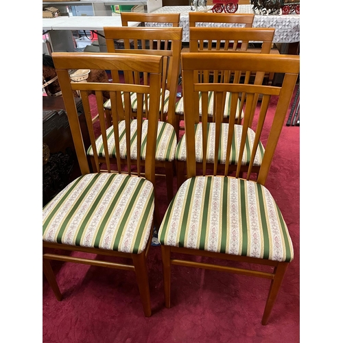 389 - SET 6 UPHOLSTERED BEECH STAG CHAIRS