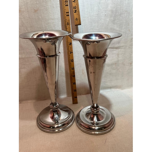 83 - 2 LARGE FLUTED SILVER PLATED VASES