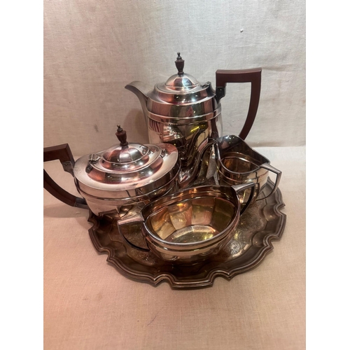 126 - SILVER PLATE TEASET ON TRAY