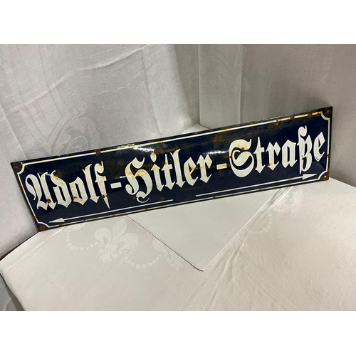 215 - ADOLF HITLER ENAMEL WARTIME ORIGINAL STREET SIGN