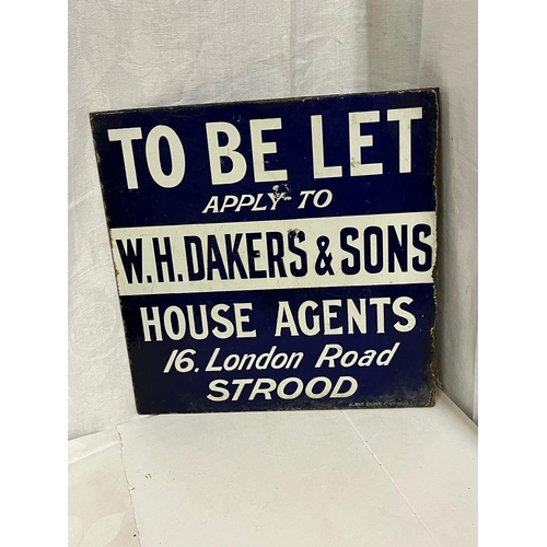 226 - VINTAGE ENAMEL SIGN DOUBLE SIDED HOUSE AGENTS STROOD