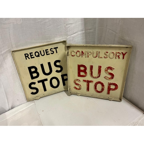 233 - 2 VINTAGE BUS STOP SIGNS