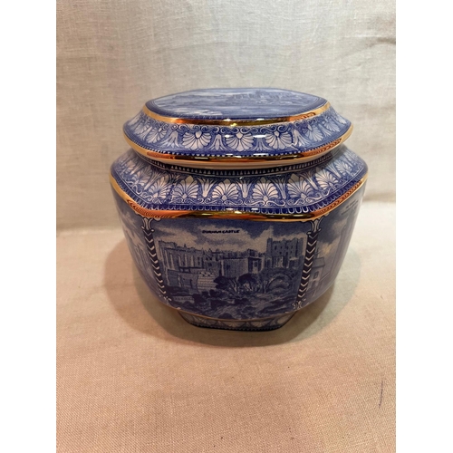 246 - WADE BLUE/WHITE RINGTONS LIDDED POT