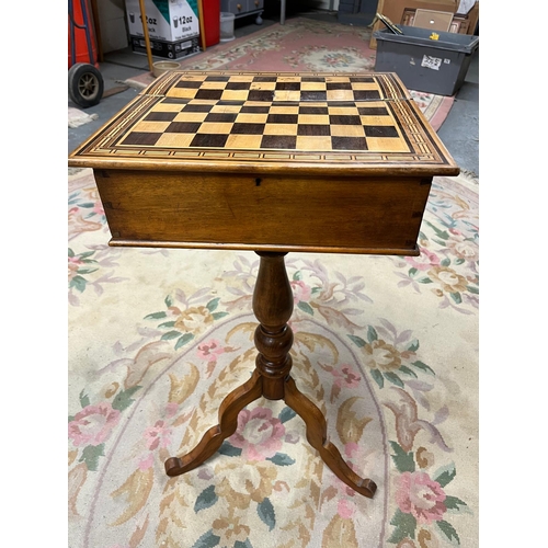 104 - SEWING TABLE WITH CHESS BOARD TOP