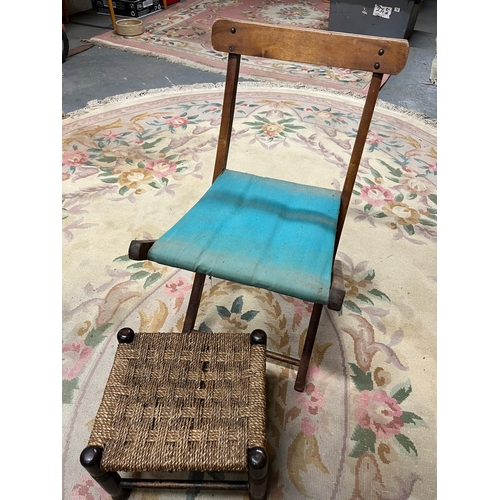 109 - SMALL FOLDING CHAIR AND STOOL