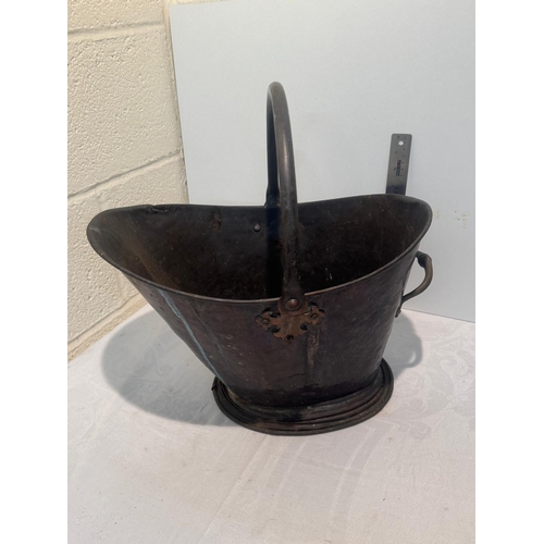 163 - ANTIQUE COUNTRY HOUSE COPPER COAL LOG BUCKET