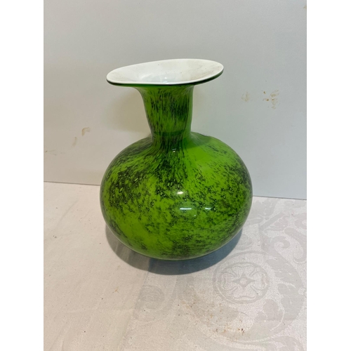 220 - RETRO GREEN GLASS VASE