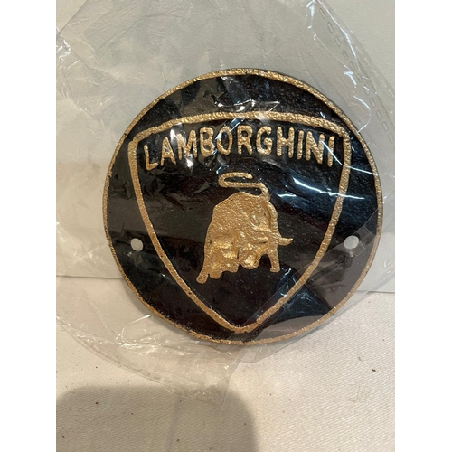 255 - CAST IRON LAMBORGHINI PLAQUE