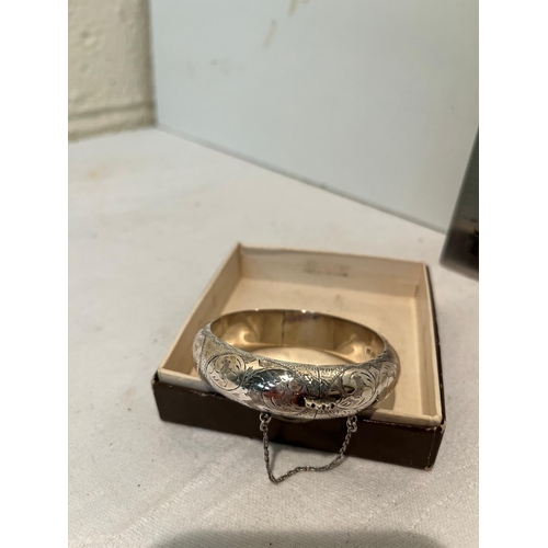 310 - VINTAGE ENGRAVED SILVER BANGLE