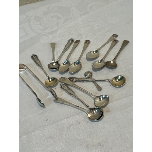 316 - BAG SILVER SPOONS AND SILVER PLATE ITEMS