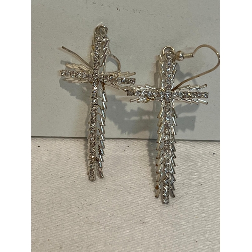 321 - LARGE SILVER CROSS EARRINGS