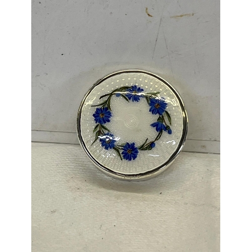 339 - SILVER ENAMEL TOP PILL BOX