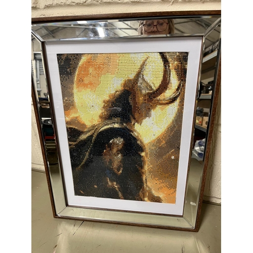 168 - 5D DIAMOND ART F/G LOKI IN MIRRORED WOODEN FRAME