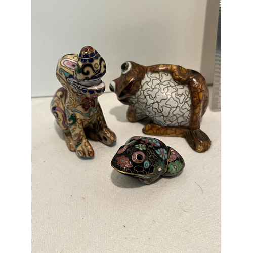 258 - 3 CLOISONNE ANIMALS