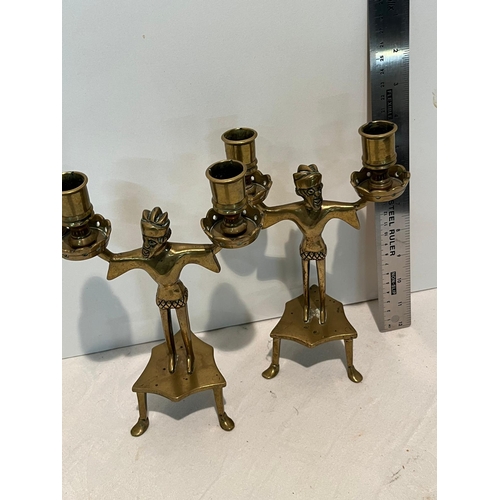 262 - PAIR BRASS ANTIQUE CANDLESTICKS