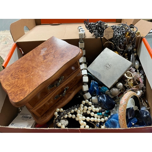 302 - BOX COSTUME JEWELLERY AND JEWEL BOX