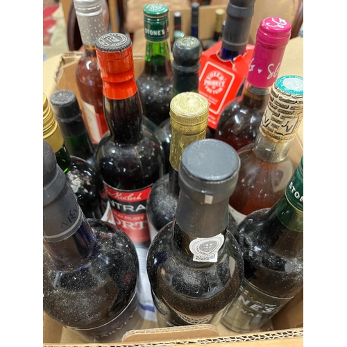 145 - BOX BOTTLES AND CONTENTS