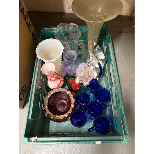 BOX GLASS VASES ETC