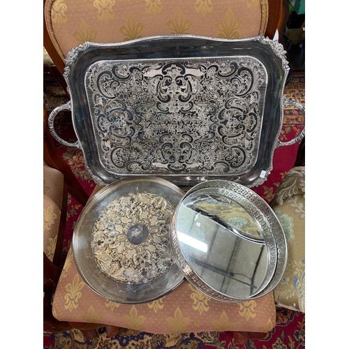 237 - 3 SILVER PLATED GALLERY TRAYS