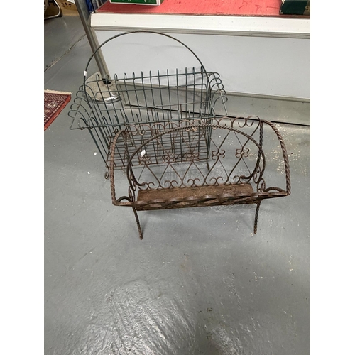 2 - 2 VINTAGE METAL MAGAZINE RACKS