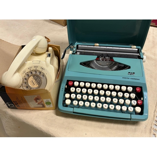 42 - SMITH CORONA TYPEWRITER AND VINTAGE TELEPHONE