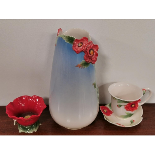 52 - Franz Porcelain Trio of Poppy Ceramics