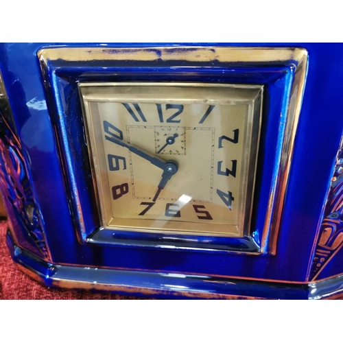 19 - ODYV 1930's French Art Deco Garniture Clock Berlot/Mussier - Main Clock measures 32 by 23 by 9cm dee... 