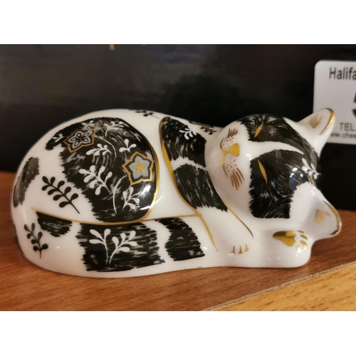 57 - Royal Crown Derby Boxed Collectors Guild Misty Cat Paperweight w/Gold Stopper