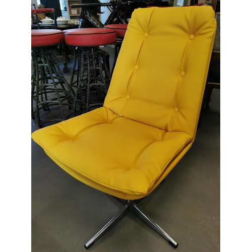 102 - Pair of Yellow Button-Back Retro Office Chairs