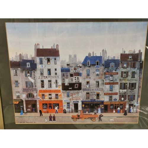 135 - Pair of Michel Delacroix French Street Scene Prints L59 cm x H50 cm