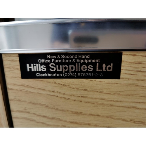 153 - 3x Hills Supplies Beech Effect Filing Cabinets -47w x 65d x 135h - COLLECTION NOTE