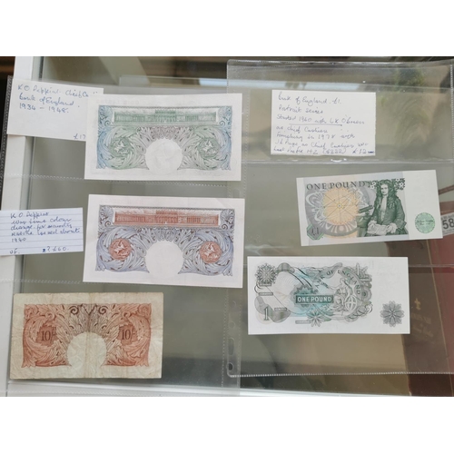 207c - Trio of Early Peppiatt Bank of England One Pound & Ten Shilling Notes + Two 1960's Queen Elizabeth I... 