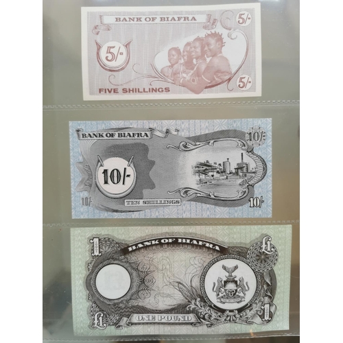 207m - Trio of African Republic of Biafra Five & Ten Shillings + One Pound Currency Banknotes