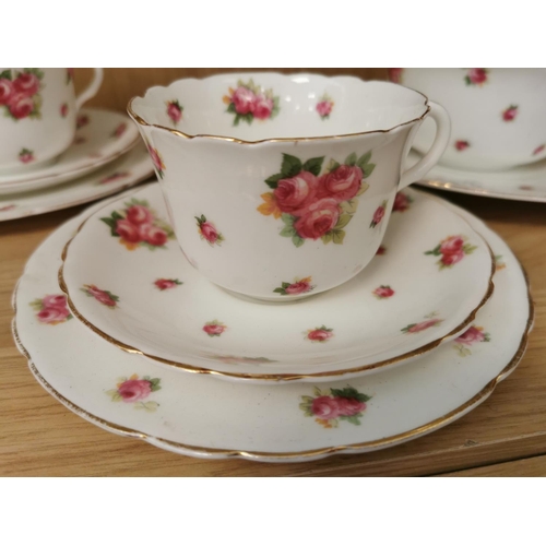 83 - 22 Piece 1920's Royal Doulton Pink Rose Tea Set