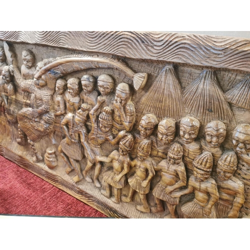 9 - Early African Oak Carved Tribal Wall Art, Length 151 cm