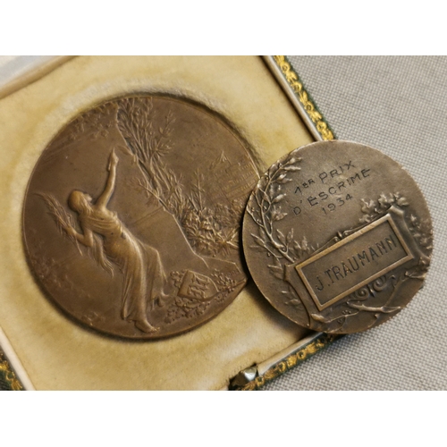 244 - Pair of French Bronze Fencing and Courage Medals