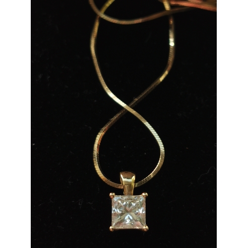 212 - 18ct Yellow Gold Pendant and Chain with Square Princess Cut 0.74ct Diamond