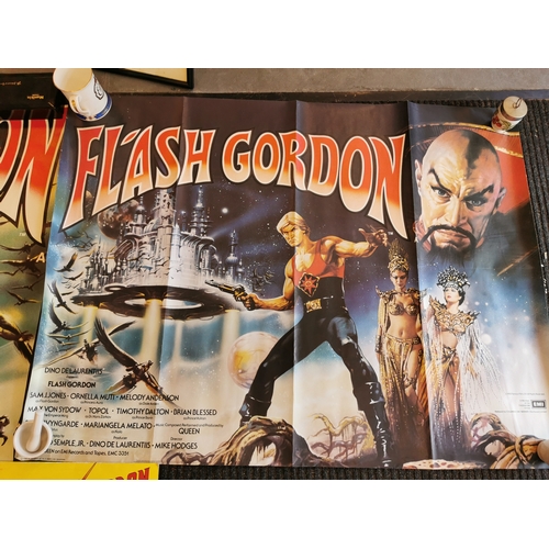 259 - Original Flash Gordon Sc-fi Movie Quad & Four-Sheet Posters + Vinyl Soundtrack & VHS