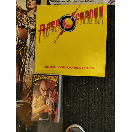 259 - Original Flash Gordon Sc-fi Movie Quad & Four-Sheet Posters + Vinyl Soundtrack & VHS