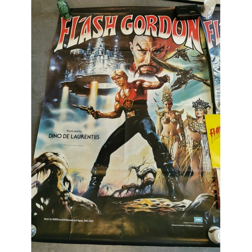 259 - Original Flash Gordon Sc-fi Movie Quad & Four-Sheet Posters + Vinyl Soundtrack & VHS