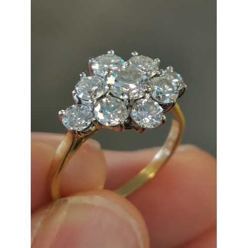 221 - 18ct Gold and all-Diamond Cluster Ring