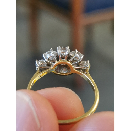 221 - 18ct Gold and all-Diamond Cluster Ring