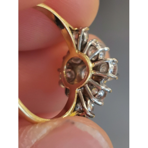 221 - 18ct Gold and all-Diamond Cluster Ring