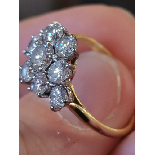 221 - 18ct Gold and all-Diamond Cluster Ring