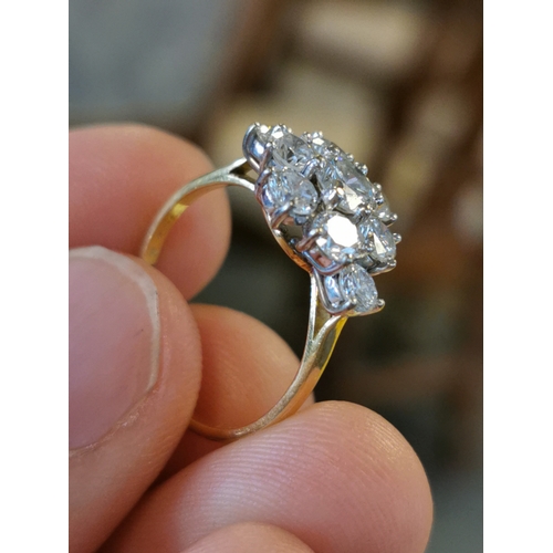 221 - 18ct Gold and all-Diamond Cluster Ring